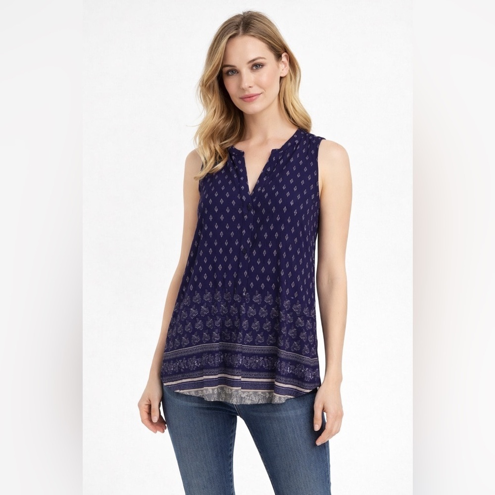 Olive & Oak Patterned Navy Tank Top Size XS NWT